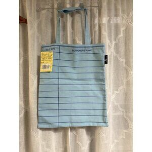 Book Bag Tote Bag Blue Library Card Canvas 14 X 18", Strap Drop Is 9" NWTS